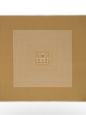 Authentic TOTEME Centered Monogram Silk Scarf - Beige (NWOT/Never Worn)